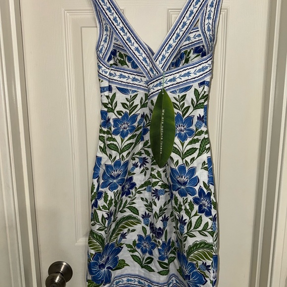 Off-White Tropicance Porcelain Garden Euroflax™ Premium Linen Mini Dress - Picture 3 of 4